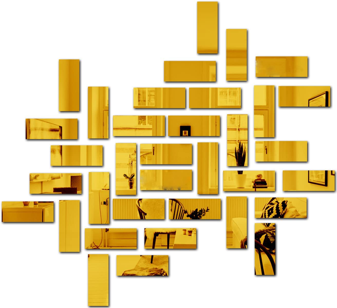 Golden acrylic rectangle mirror