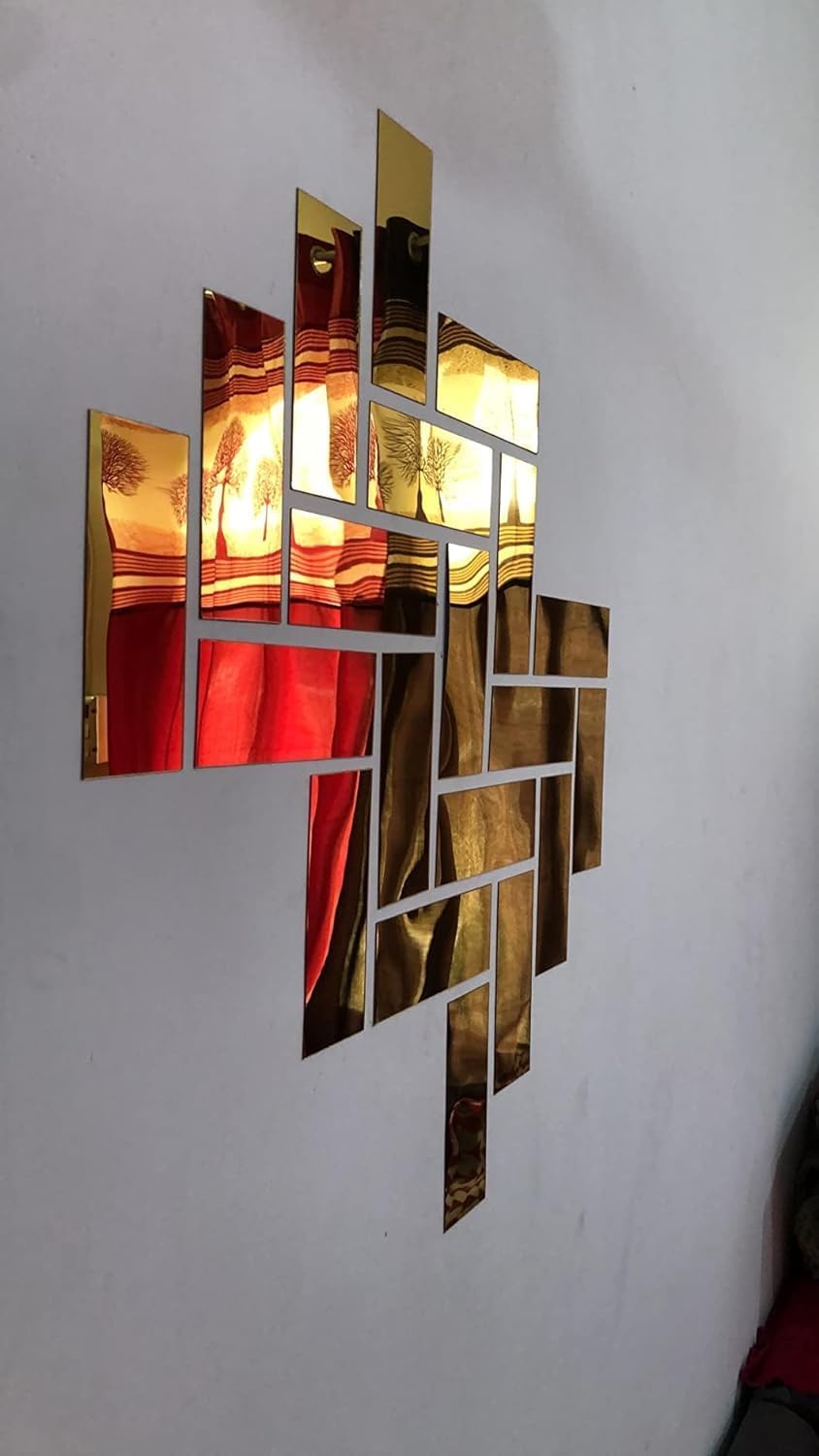 Golden acrylic rectangle mirror up